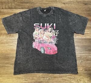 Suki 2 Fast 2 Furious Pink S2000 Graphic T-Shirt Y2K JDM Acid Wash XXL